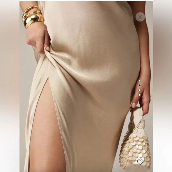 J. Crew Metallic High Neck Slip Dress In Luster Crepe Spring 2024 - Gold 18 - Picture 3 of 12